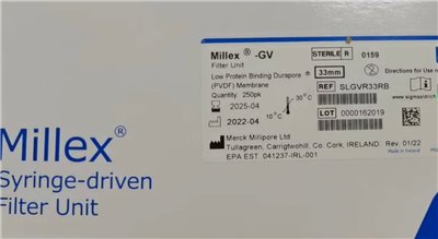 Millipore密理博33mm 0.22um PVDF无菌有机针头滤器SLGVR33RB